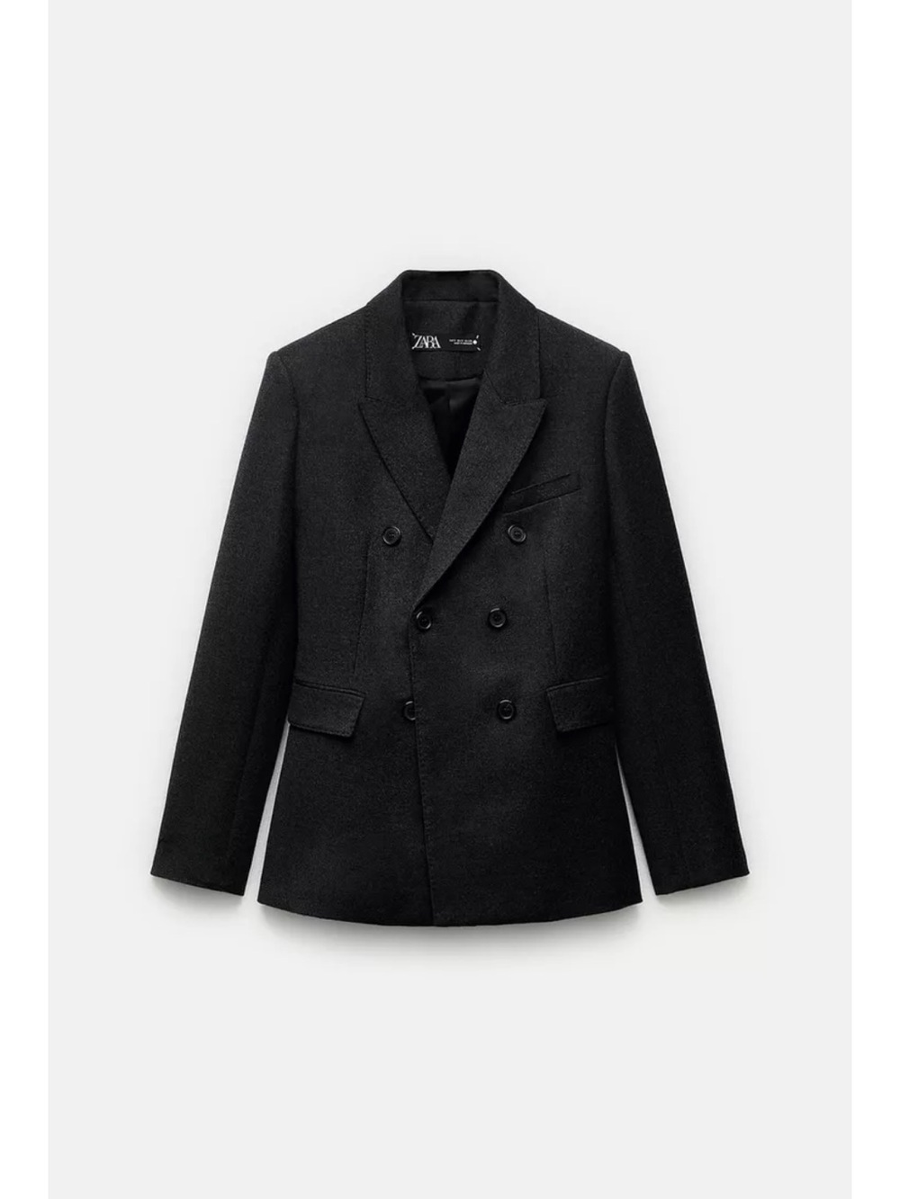 Zara Black Double-Breasted Wool Blazer And Trousers